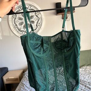 Green Lace Bustier Top